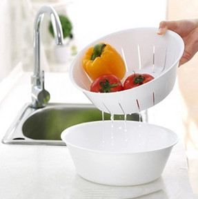 Plastic double layer fruit and vegetable drip drain tray